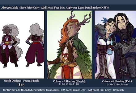 Commission Pricelist - Also Available